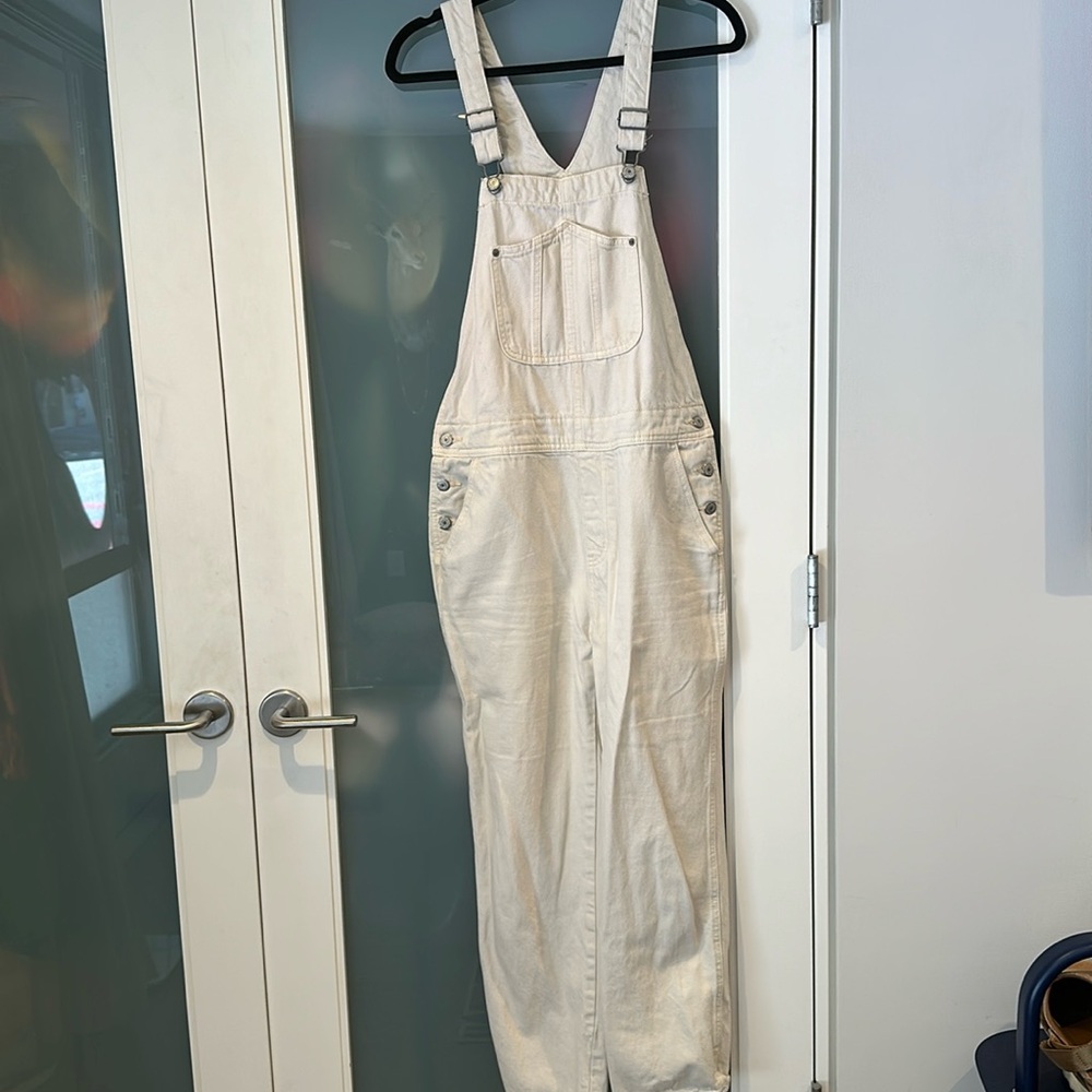 Carpenter style off white overalls